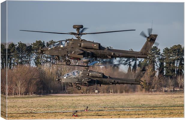 Two AH64 Apache helicopters Canvas Print by Oxon Images