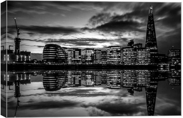 Shard Black and White reflection Canvas Print by Oxon Images