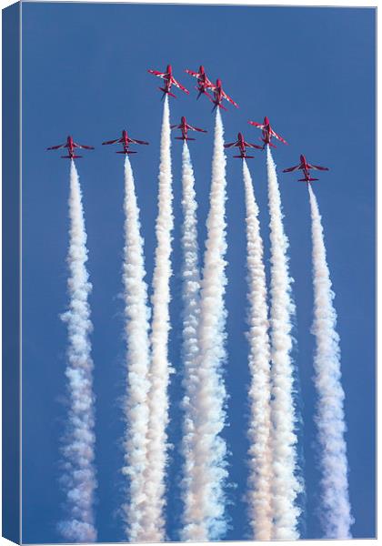Red Arrows 5 4 spilt Canvas Print by Oxon Images