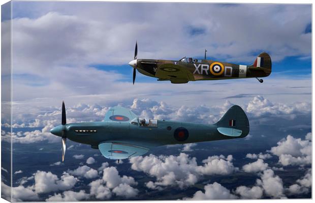 Spitfire Duet Canvas Print by Oxon Images