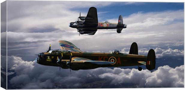 Two Lancaster Bombers One Sky Canvas Print by Oxon Images