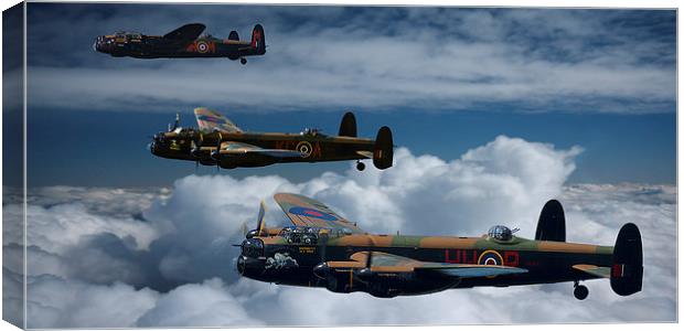 Three BBMF Lancaster Bombers Canvas Print by Oxon Images