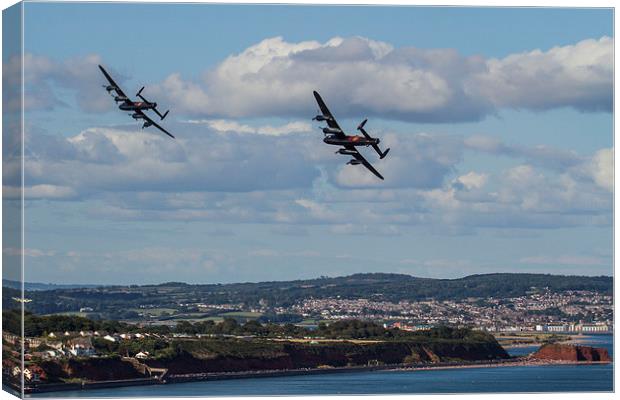  Lancaster Bombers over Dawlish Canvas Print by Oxon Images