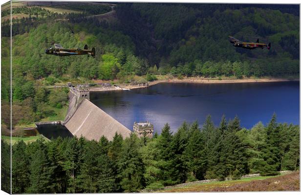  Lancasters over Derwent Dam Canvas Print by Oxon Images