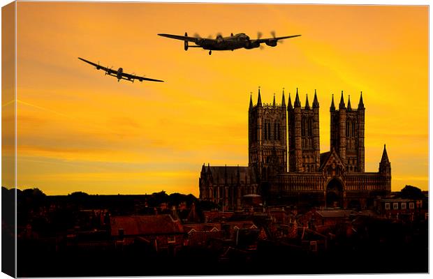 Lancasters over Lincoln Canvas Print by Oxon Images