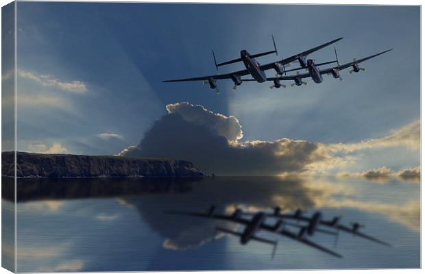  Lancasters into the sunrays Canvas Print by Oxon Images