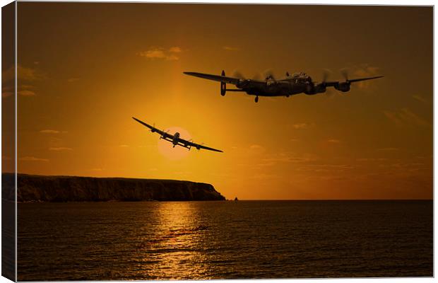  Lancaster over the Cornish Coast Canvas Print by Oxon Images