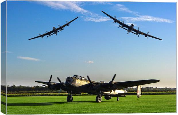  Three Lancaster Bombers Canvas Print by Oxon Images