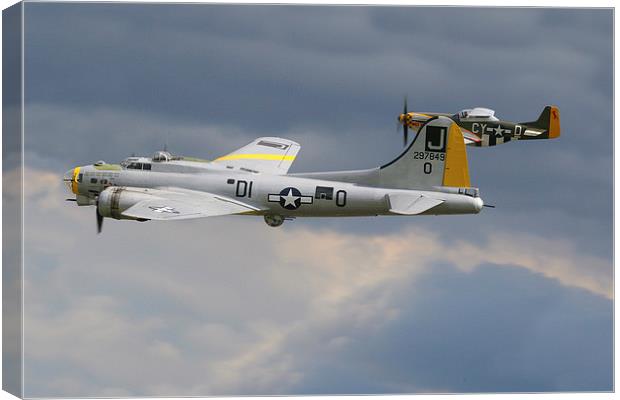  B17 and P51 Mustang Canvas Print by Oxon Images