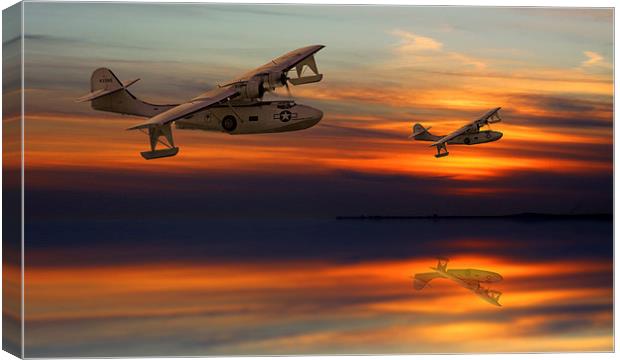  PBY Catalina sundown Canvas Print by Oxon Images