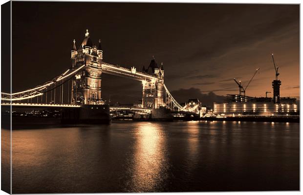  Tower Bridge Toned Canvas Print by Oxon Images