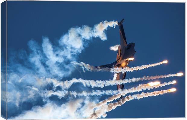  Belgian F16 firing flares Canvas Print by Oxon Images