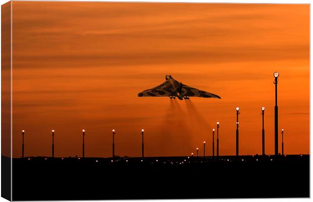  Vulcan Bomber sunset take off Canvas Print by Oxon Images