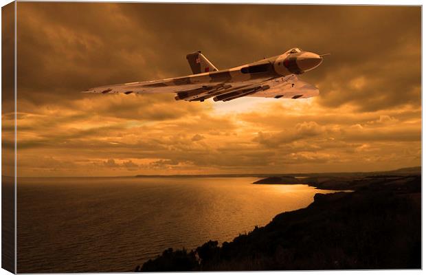 Vulcan Bomber at sunset Canvas Print by Oxon Images