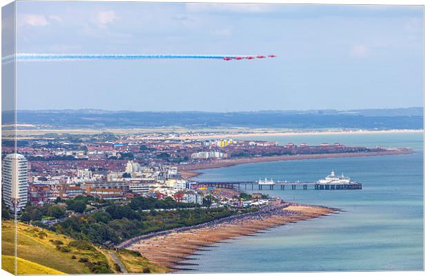  Red Arrows arrival over Eastbourne Canvas Print by Oxon Images