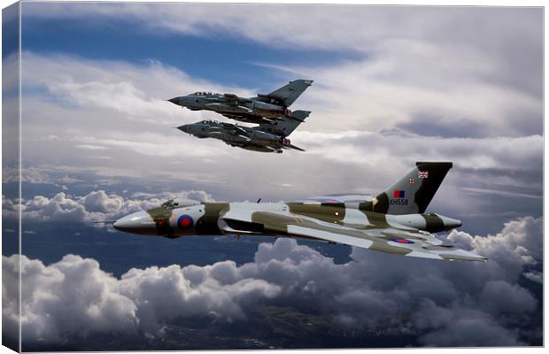  Vulcan Bomber XH558 and Tornados Canvas Print by Oxon Images