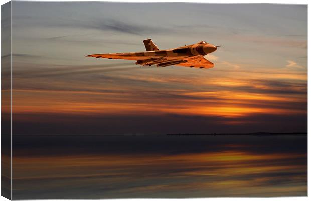 Sunset Vulcan Bomber Canvas Print by Oxon Images