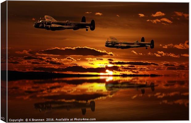 Two Lancaster Bomber at Sunset Canvas Print by Oxon Images