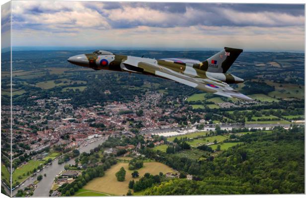 Vulcan XH558 over Henley Canvas Print by Oxon Images
