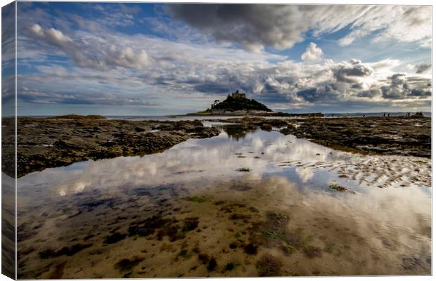 St Michaels Mount relfection Canvas Print by Oxon Images