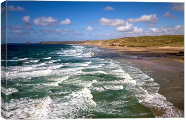 Perranporth Surf Canvas Print by Oxon Images