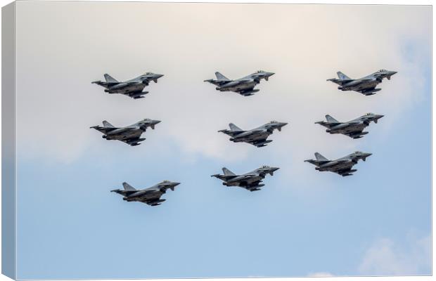 Typhoon 9 ship flypast RIAT 2018 Canvas Print by Oxon Images