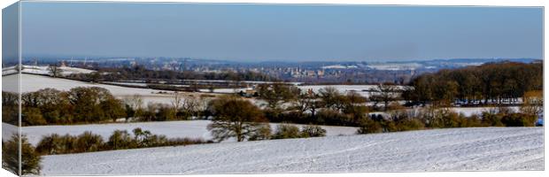 Oxford City in snow Canvas Print by Oxon Images