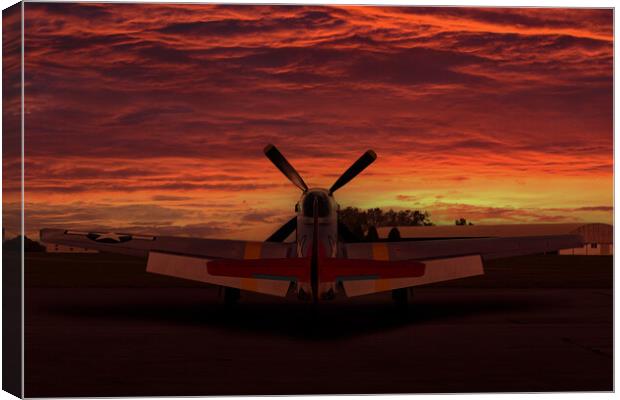 P51 Mustang Sunset Canvas Print by Oxon Images