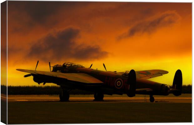 Lancaster Bomber Sunset Canvas Print by Oxon Images