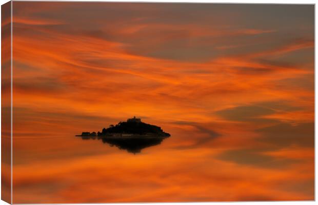 St Michaels Mount reflected Canvas Print by Oxon Images