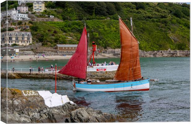 Looe Lugger IRIS Passing Banjo Pier Canvas Print by Oxon Images