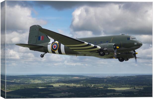 BBMF Dakota Over The Chilterns Canvas Print by Oxon Images
