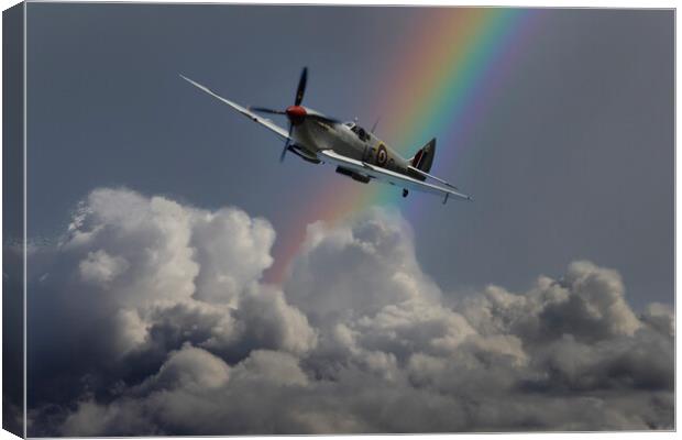 A Storm Behind The Spitfire Canvas Print by Oxon Images