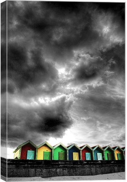 Stormy Beach Huts Canvas Print by Toon Photography