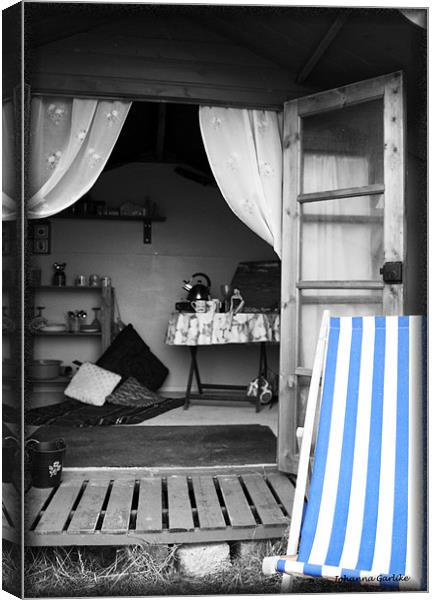A Home from Home, Vintage View of a Beach Hut, Nor Canvas Print by Johanna Garlike