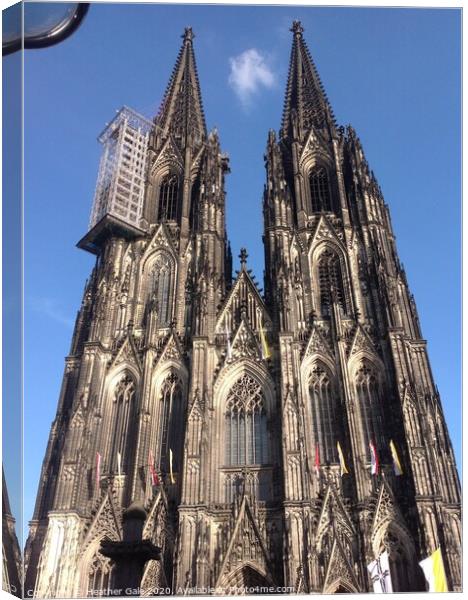 The twin towers of Cologne Cathedral being renovat Canvas Print by Heather Gale