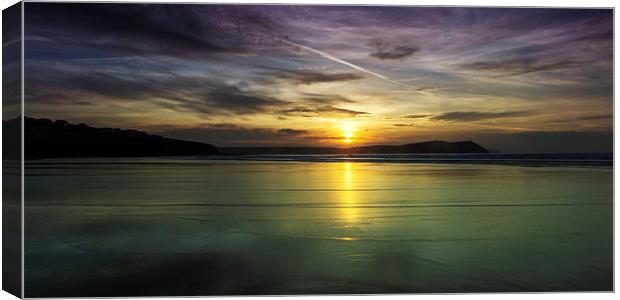 Polzeath Sunset Canvas Print by David Wilkins
