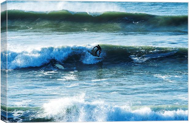 Polzeath Surfer Canvas Print by David Wilkins
