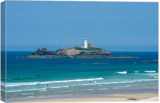 Godrevy Lighthouse Cornwall Canvas Print by David Wilkins
