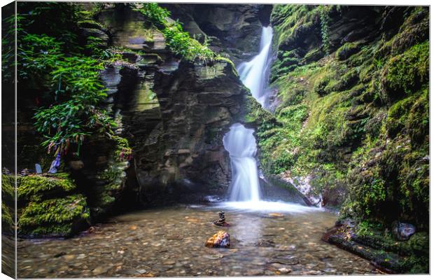 St Nectans Glen Waterfall Canvas Print by David Wilkins