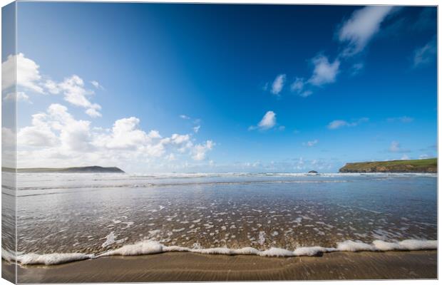 Waters Edge Polzeath Canvas Print by David Wilkins