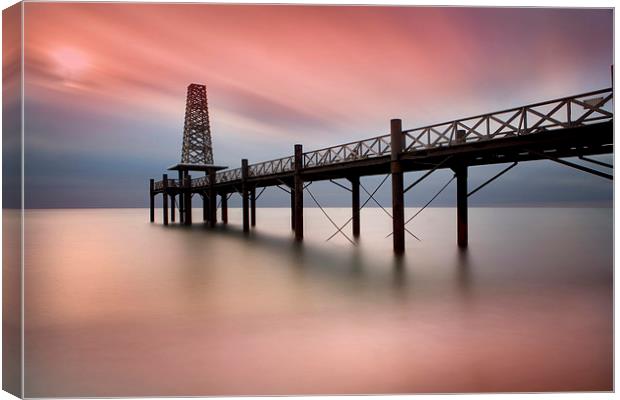  Wooden Pier at Dawn Canvas Print by David Hare
