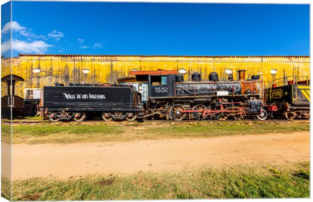 Derelict steam train, Trinidad Canvas Print by David Hare