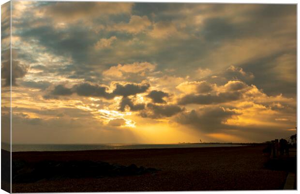 Hythe Sunset Canvas Print by David Hare