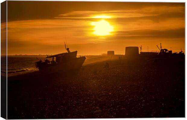 Sunset over Fisherman's beach Canvas Print by David Hare