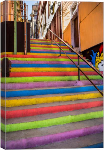 Stairs of Valparaiso Canvas Print by David Hare