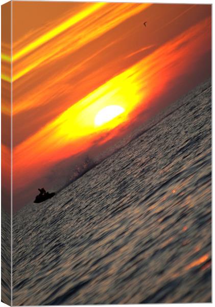 sunset jetski ride Canvas Print by nina saunders