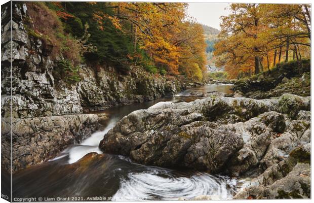 Afon Llugwy in Autumn. Betws y Coed, Wales, UK. Canvas Print by Liam Grant