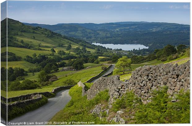 Road to Ambleside and Windermere. Canvas Print by Liam Grant