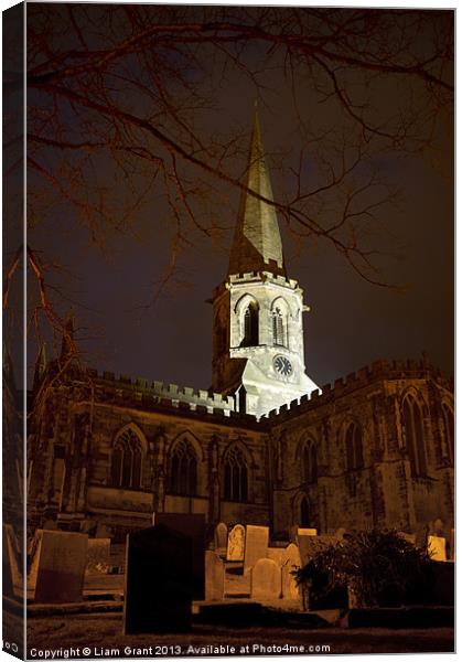 Bakewell Parish Church at twilight. Bakewell, Peak Canvas Print by Liam Grant